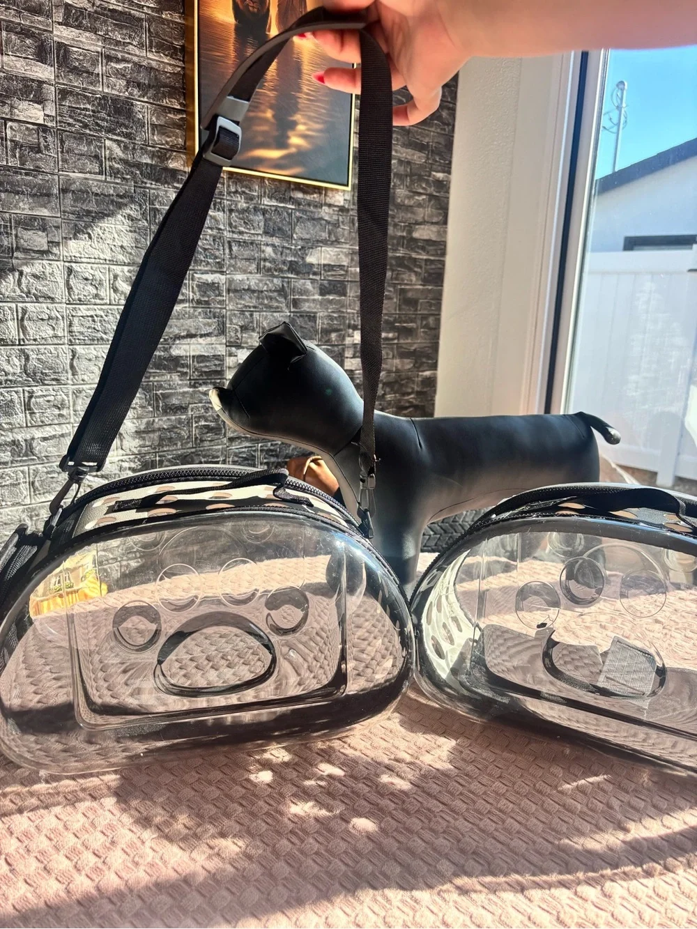 Transparent Black PET Carrier Backpack with Clear Front!! SHOULDER STRAP ❗️🐾😍